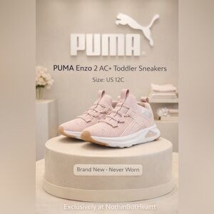 PUMA Enzo 2 AC+ Toddler Sneakers Pink SoftFoam Comfort Shoes US 12C New